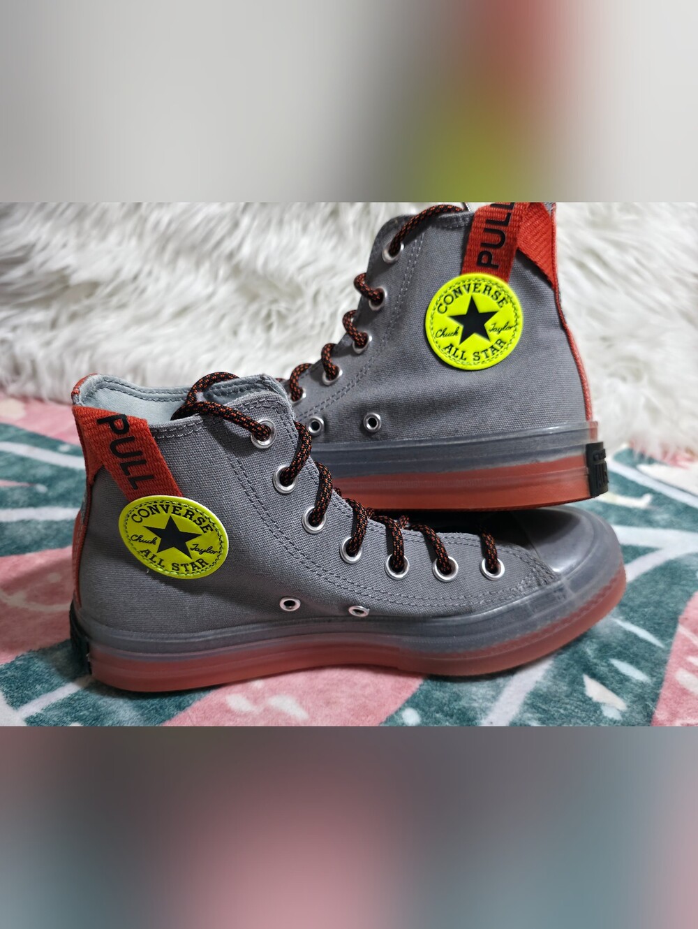 Unisex Converse CX Mason Pull Tab Hi Top Sneakers - Gray with Neon Accent